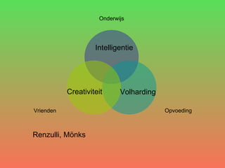 Intelligentie Volharding Creativiteit Renzulli, Mönks Onderwijs Opvoeding Vrienden 