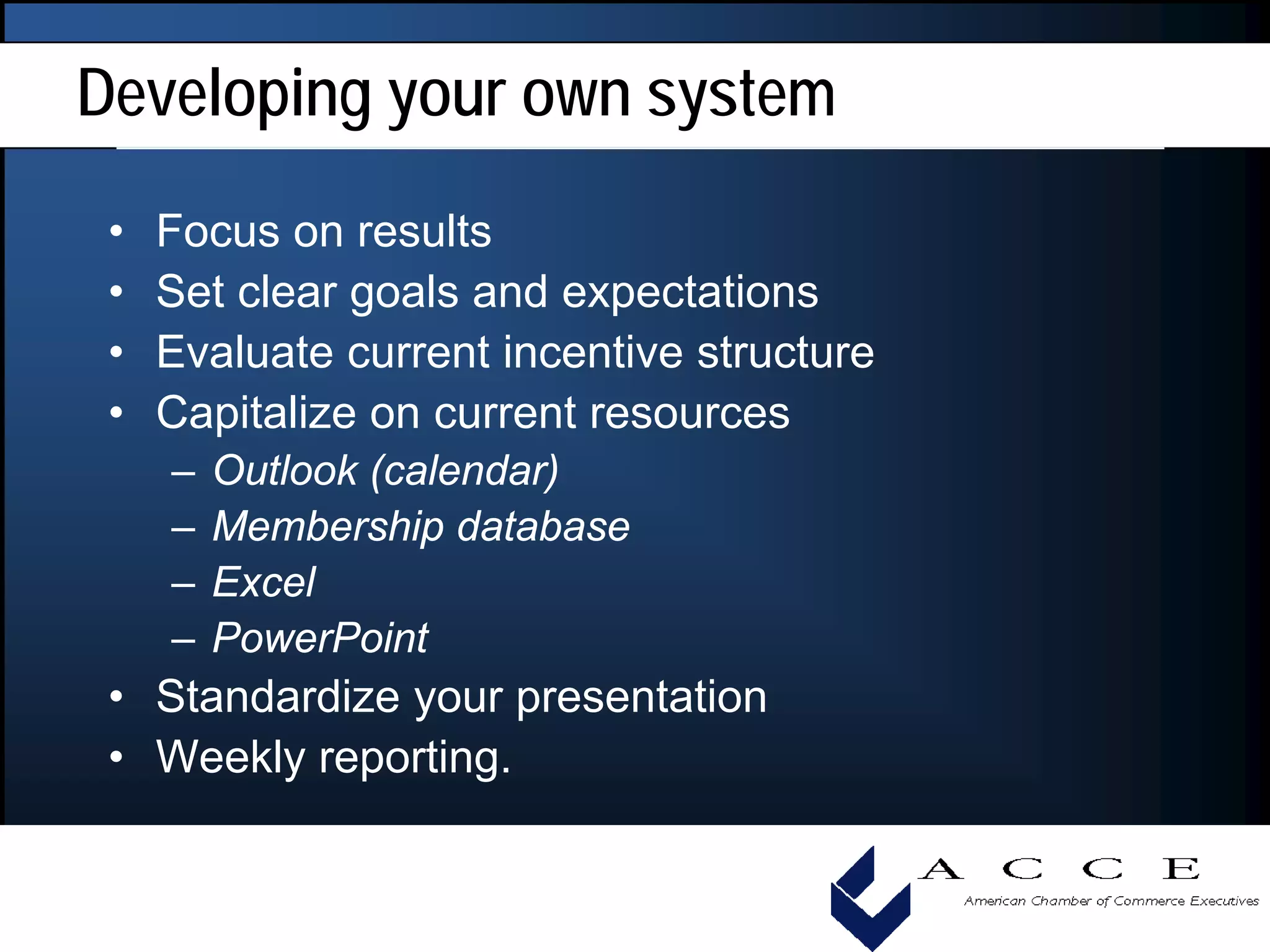 How To Measure Individual Performance To Ensure Success, Acce 2008 Convention