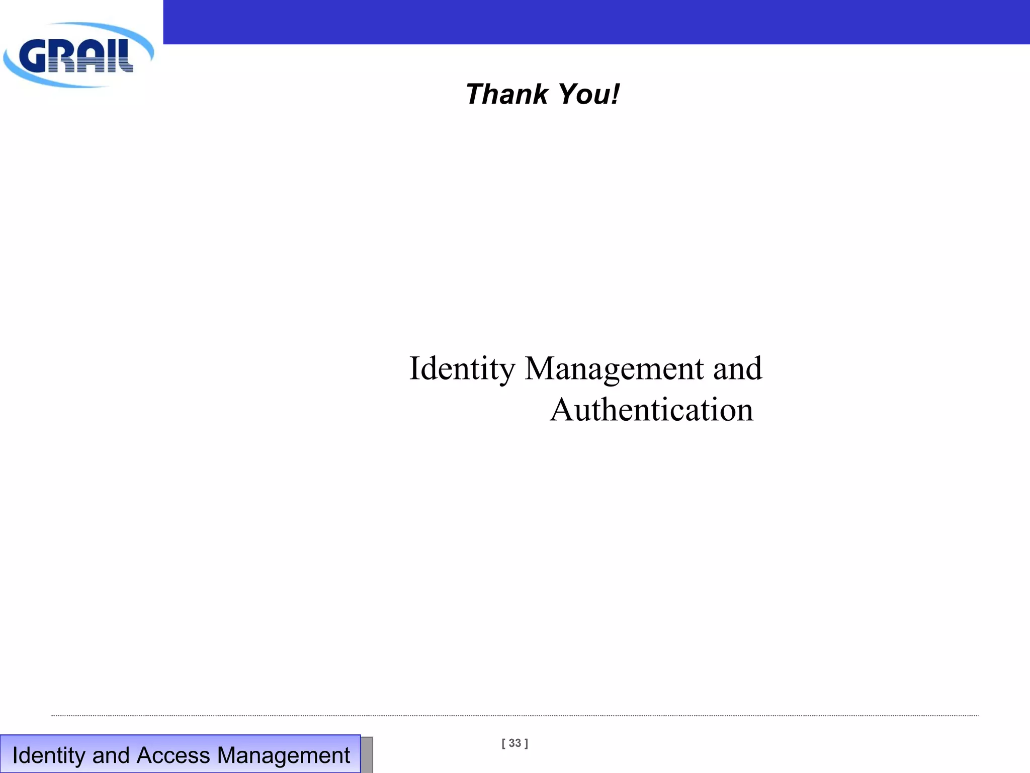 Thank You! Identity Management and Authentication  Identity and Access Management  