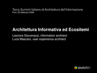 Architettura Informativa ed Ecosistemi