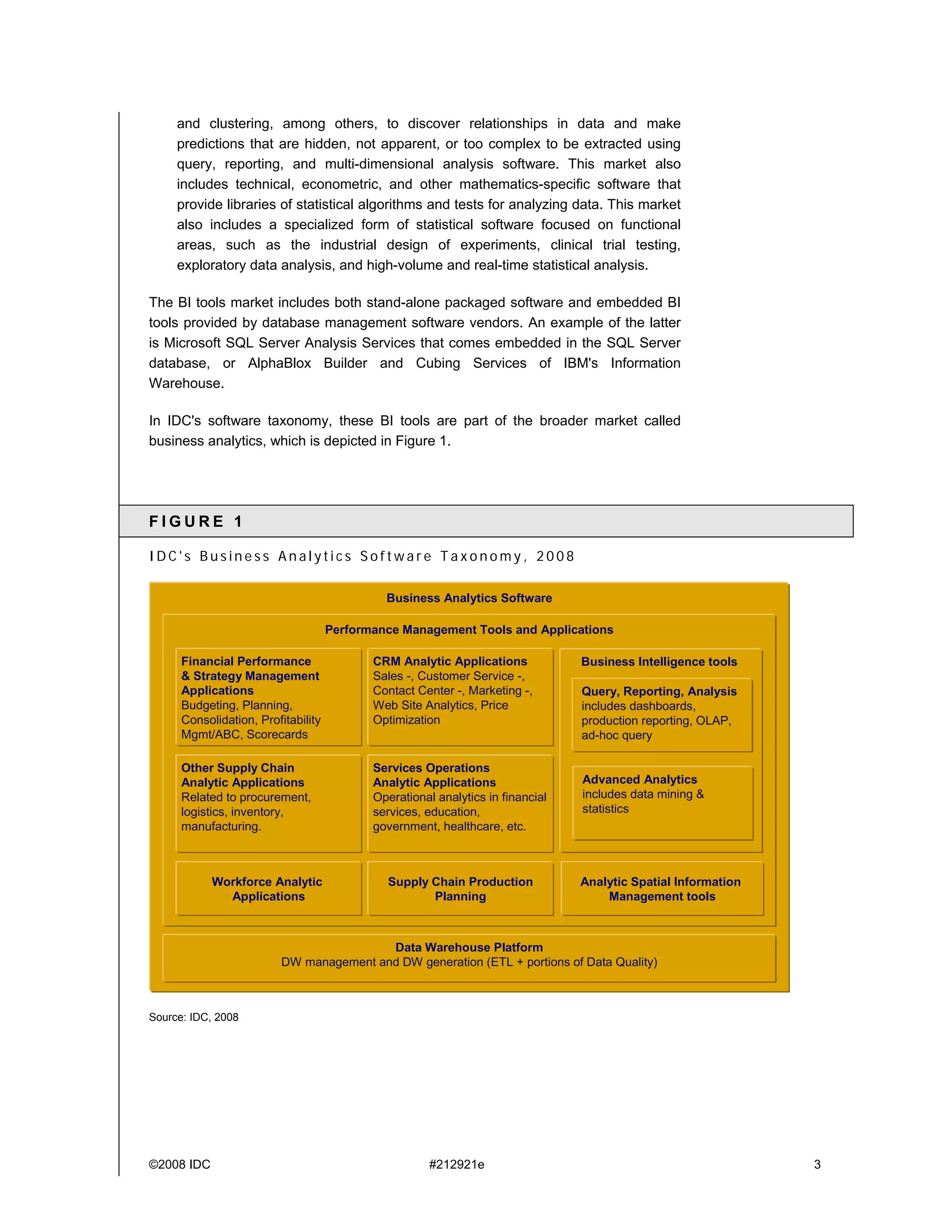 IDC Worldwide Business Intelligence Tools 2007 Vendor Shares Query, Reporting, Analysis And Advanced Analytics Markets Stable In The Face Of Economic Turmoil (Excerpt From Idc #212921)