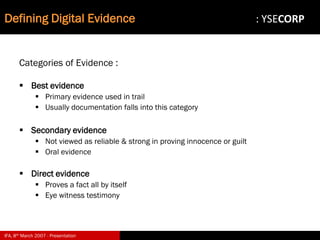 Digital Evidence in Computer Forensic Investigations