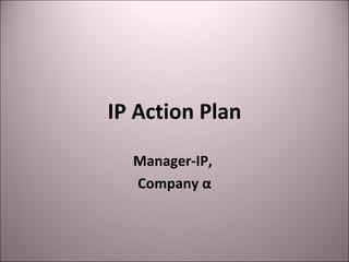 IP Action Plan Manager-IP,  Company α 