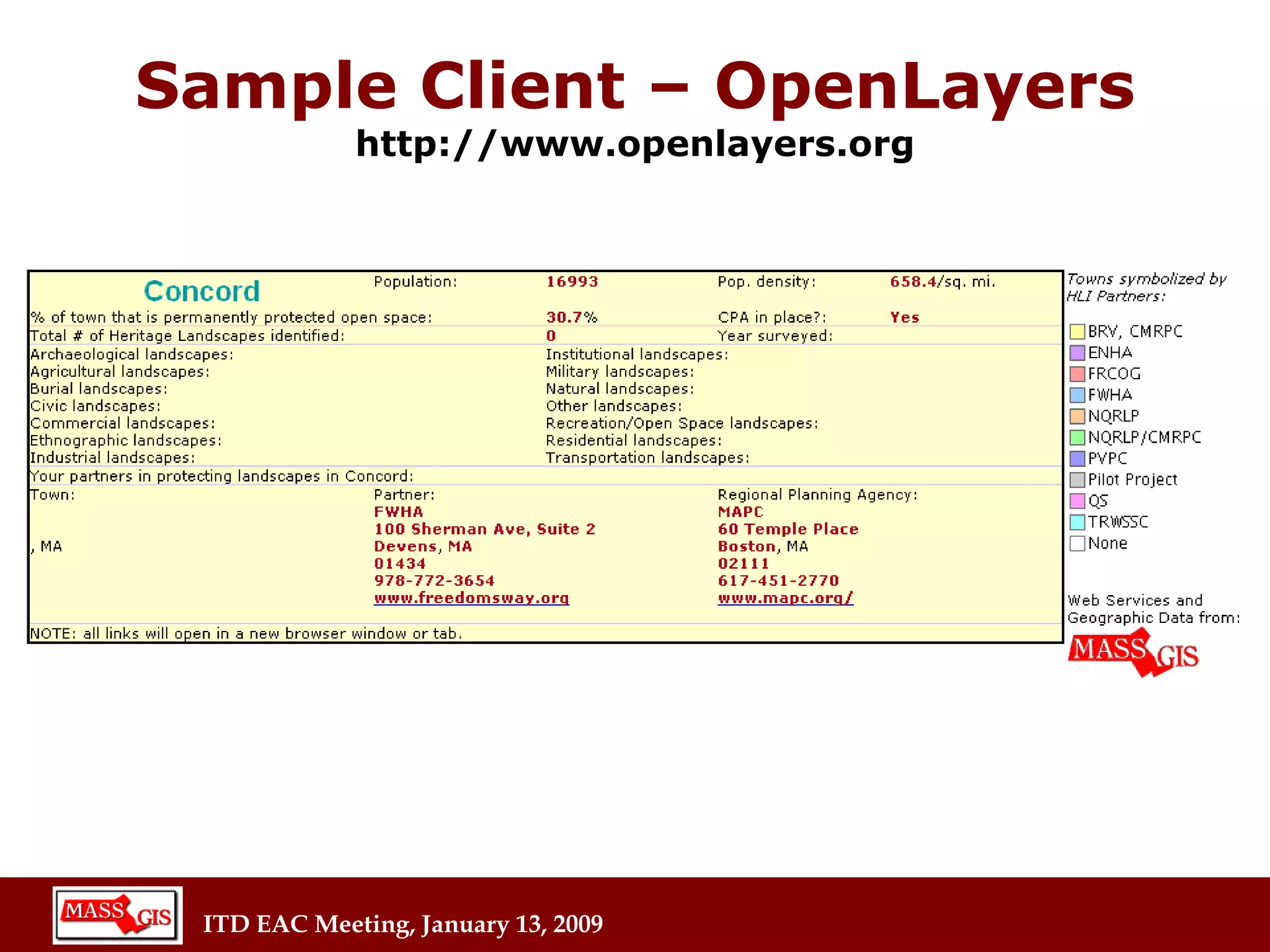 Sample Client – OpenLayers http://www.openlayers.org 