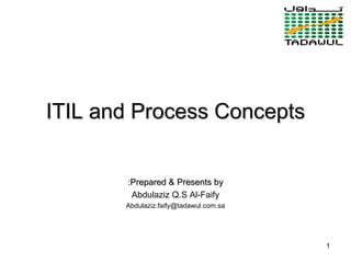ITIL and Process Concepts Prepared & Presents by: Abdulaziz Q.S Al-Faify [email_address] 