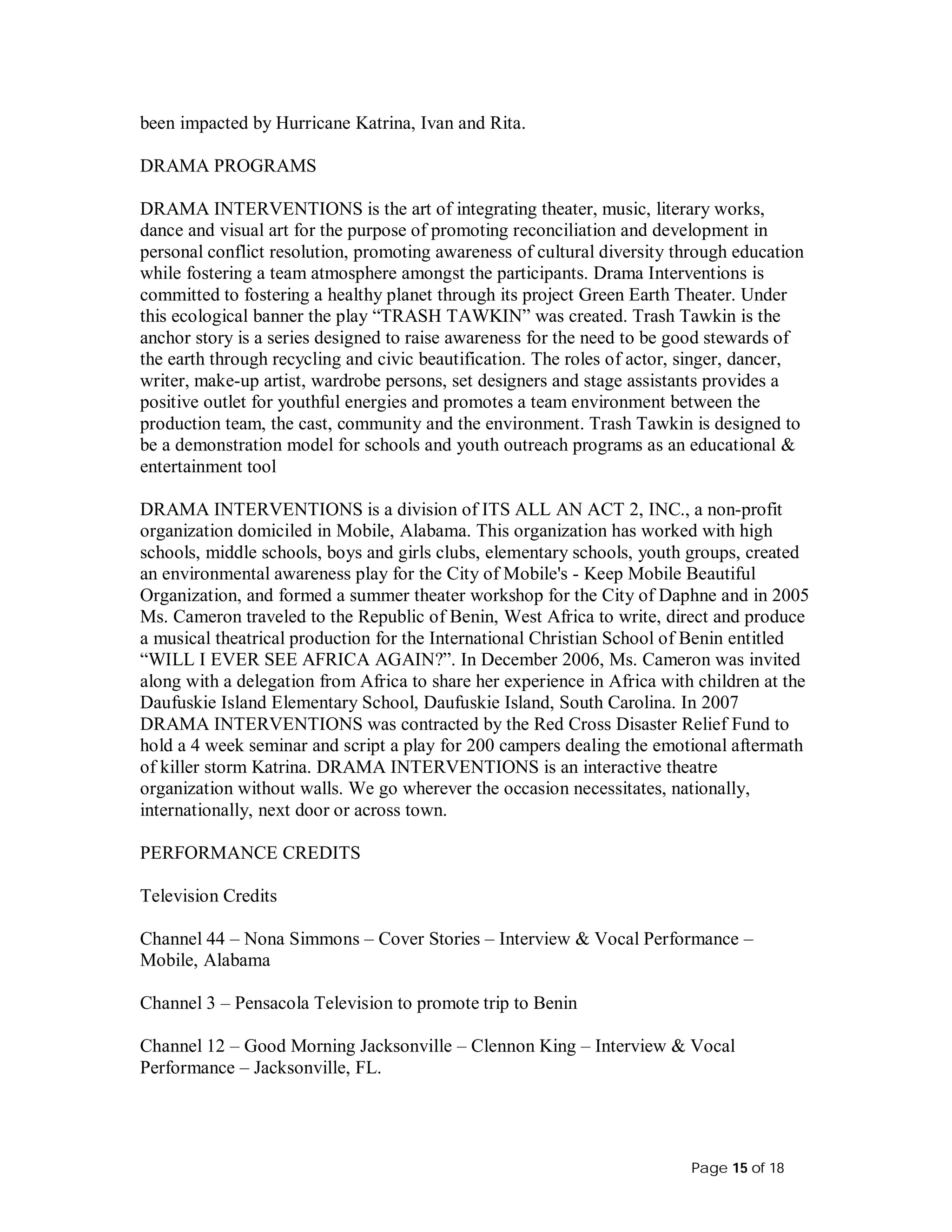 Its All An Act 2 Youth Theater Proposal