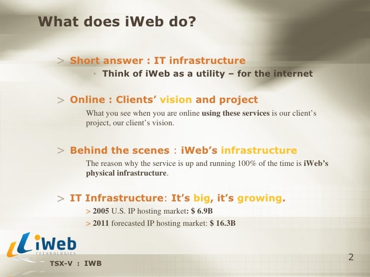 Iweb Presentation For Rbc Capital Markets Growth Conference