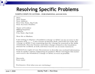 Resolving Specific Problems 