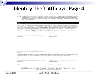 Identity Theft Affidavit Page 4 