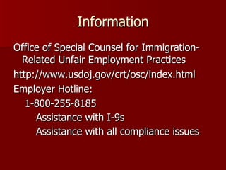 Termination of employees who cannot provide valid documents to avoid “knowing hire” or “knowing retention” violations. 