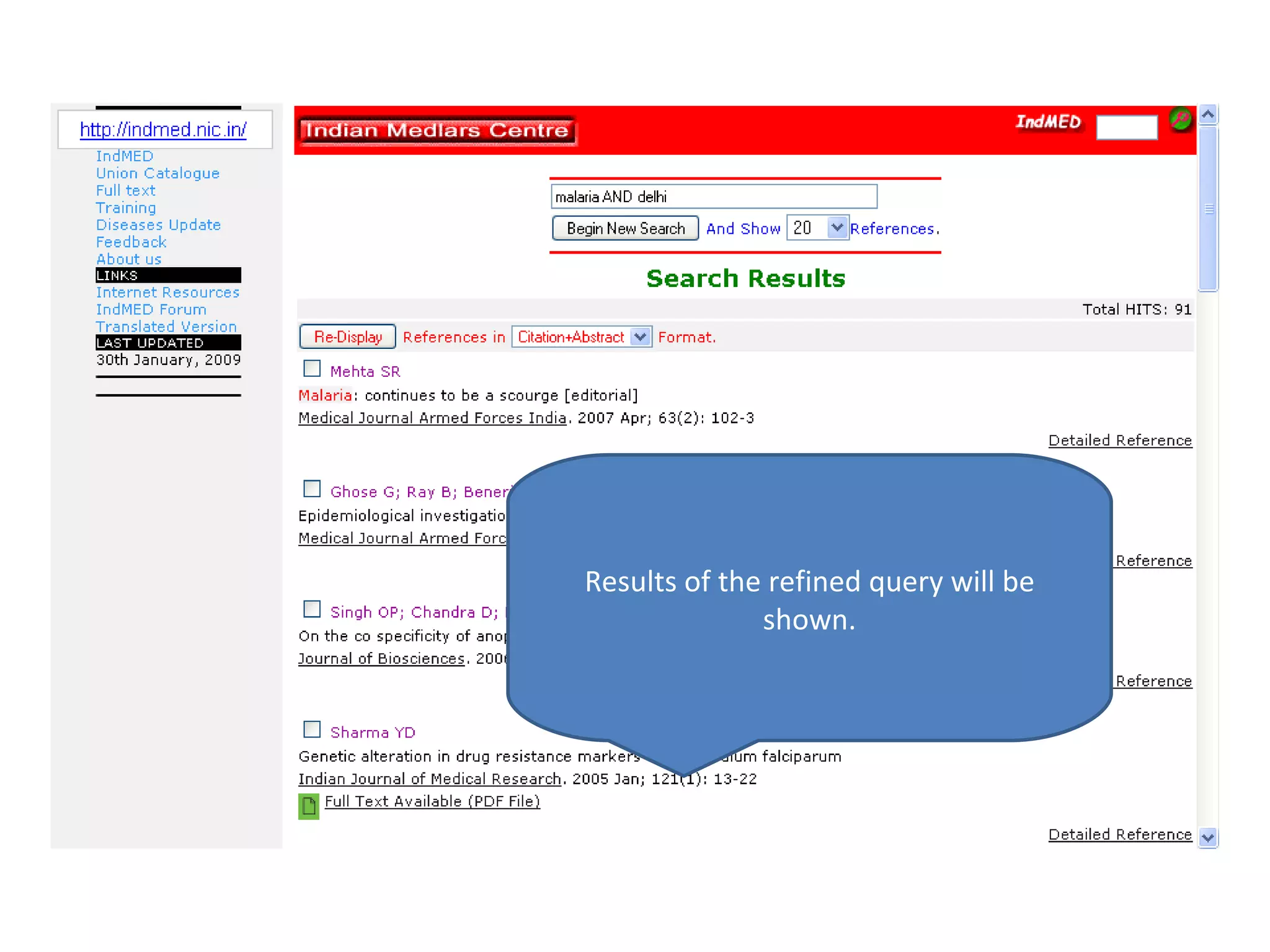 Results of the refined query will be shown. 