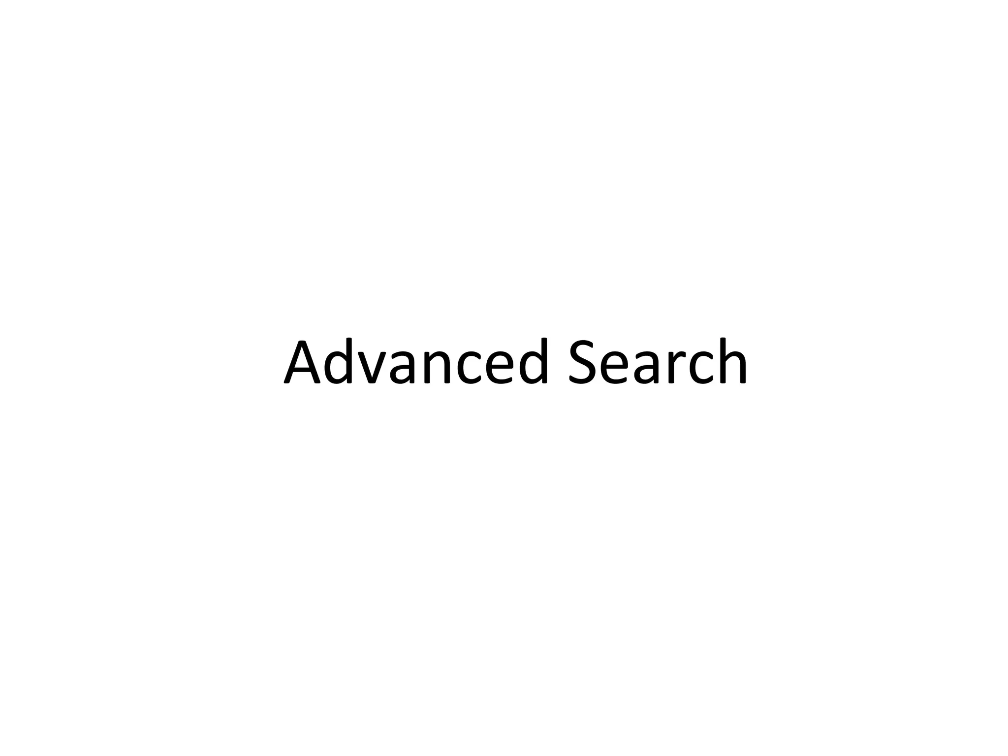 Advanced Search 