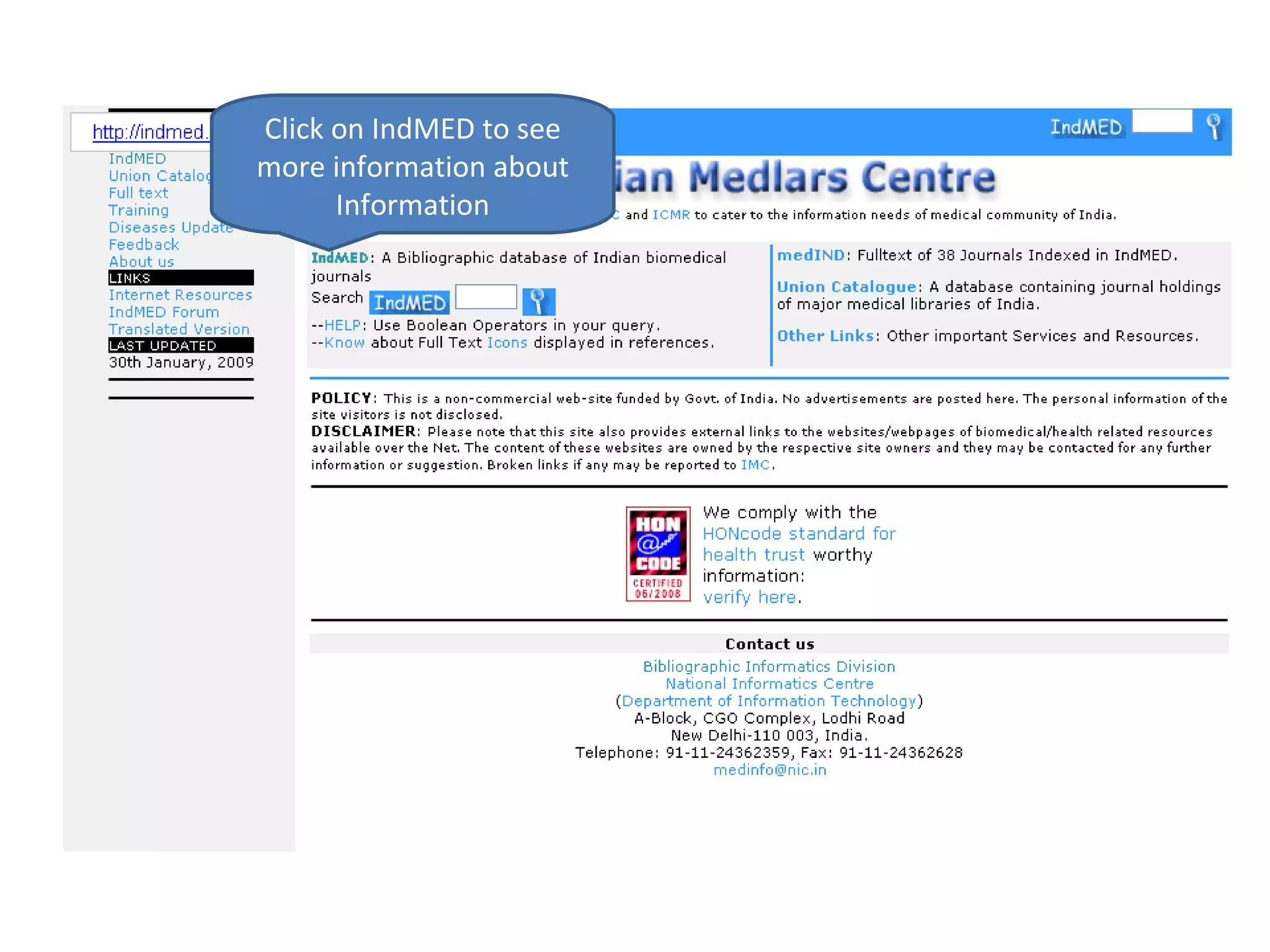 Click on IndMED to see more information about Information 