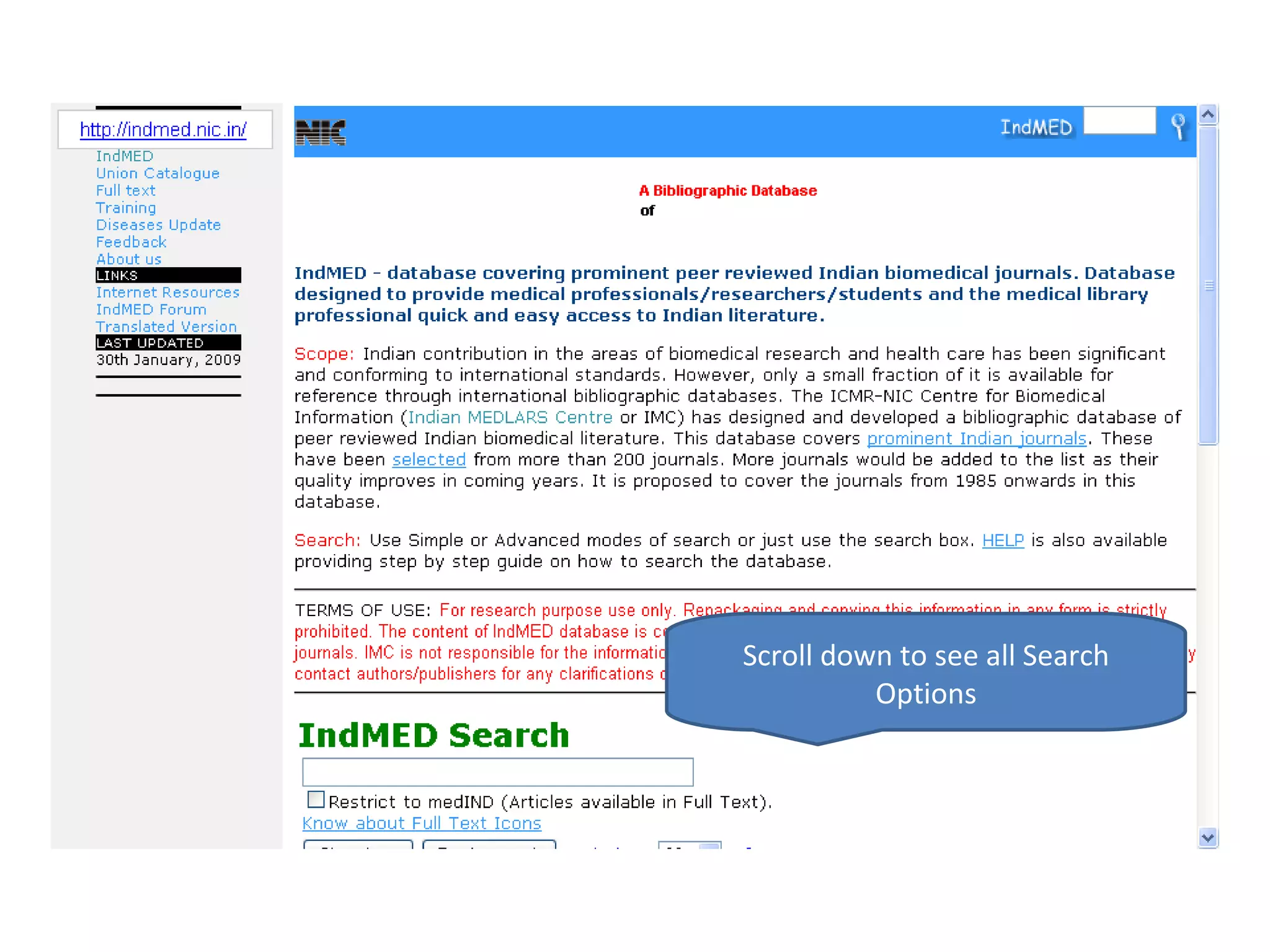 Scroll down to see all Search Options 