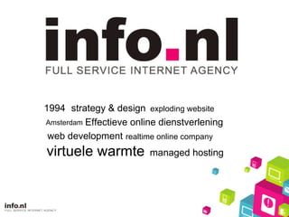 1994  strategy & design web development managed hosting Amsterdam virtuele warmte Effectieve online dienstverlening exploding website realtime online company 
