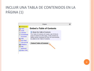 INCLUIR UNA TABLA DE CONTENIDOS EN LA PÁGINA (1) 