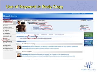 Use of Keyword in Body Copy 