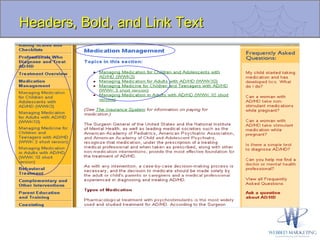 Headers, Bold, and Link Text 