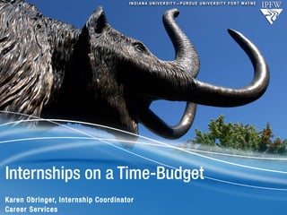 Internships on a Time-Budget Karen Obringer, Internship Coordinator Career Services 
