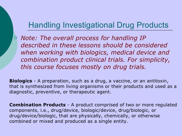 Handling Investigational Product at Clinical Site