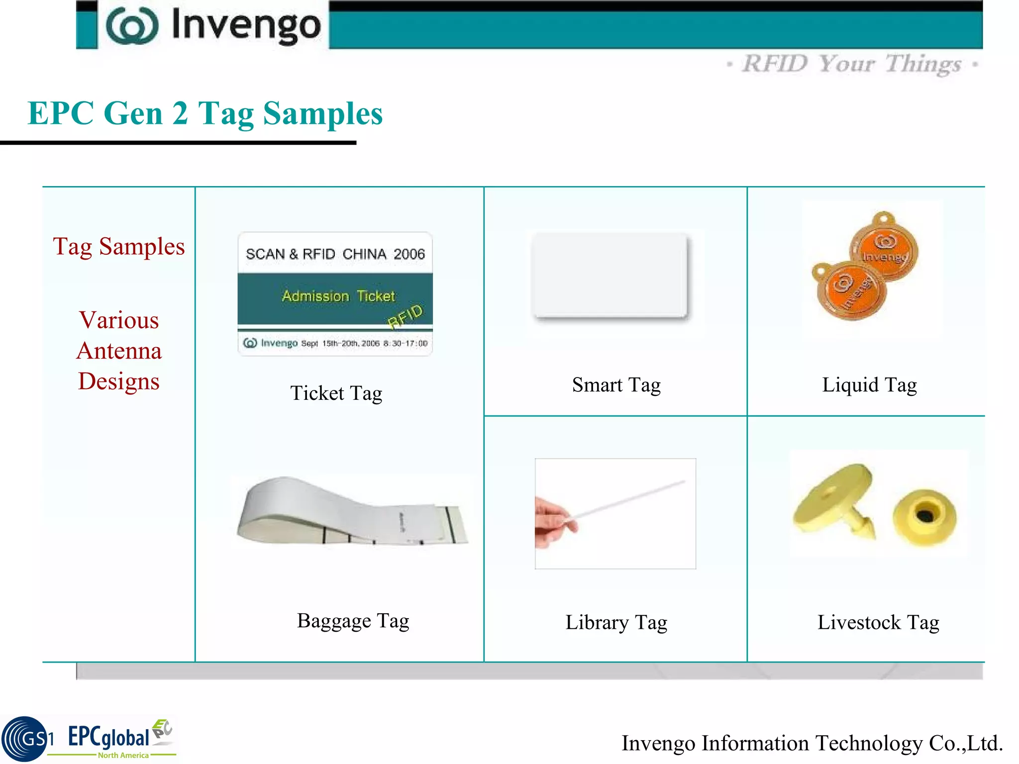 EPC Gen 2 Tag Samples Ticket Tag Smart Tag Library Tag Liquid Tag Livestock Tag Baggage Tag Tag Samples Various Antenna Designs 