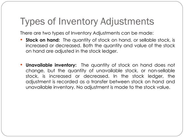 Inventory Adjustments | PPT | Logistics | Business