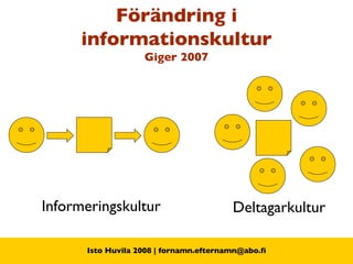 Förändring i informationskultur Giger 2007 Informeringskultur Deltagarkultur 