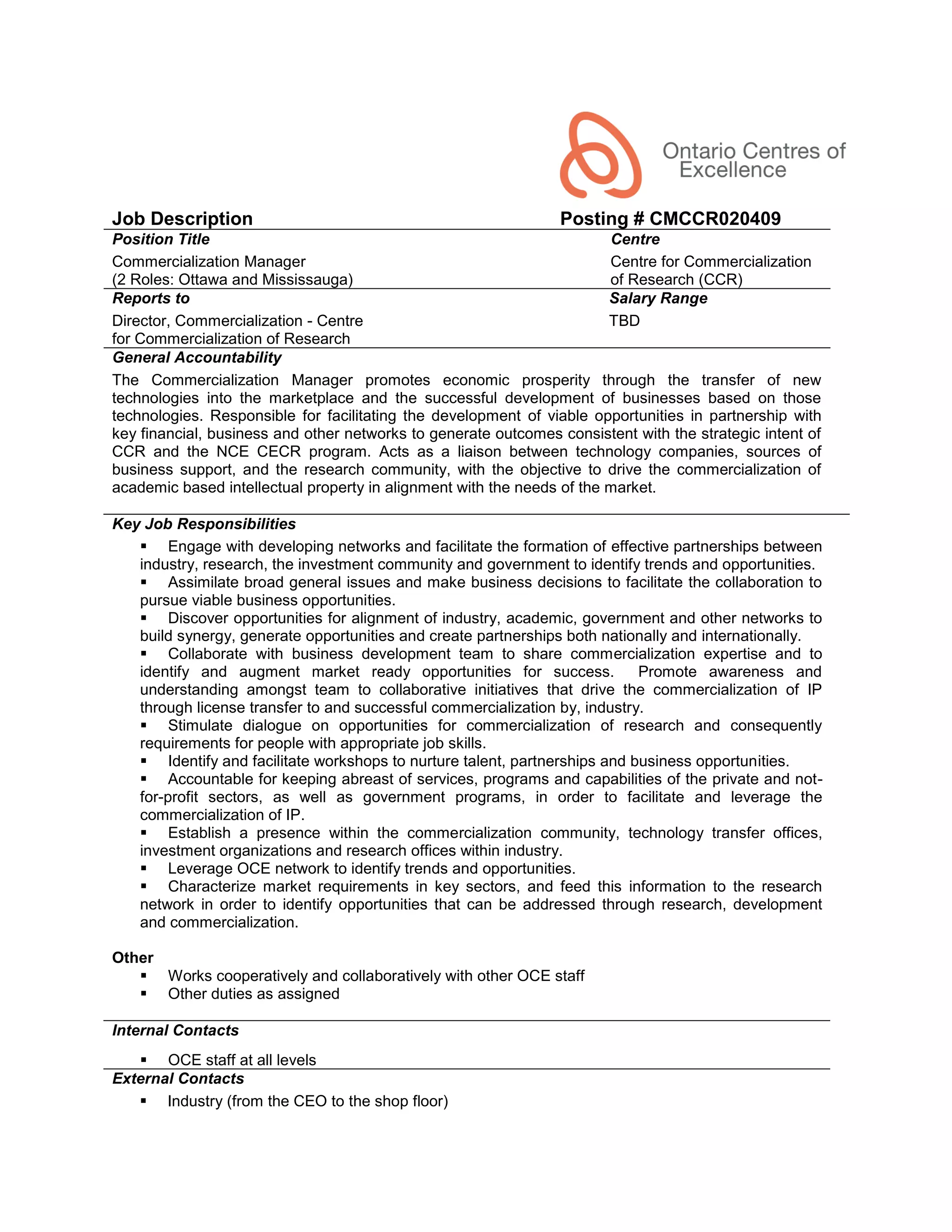Commercialization Manager | PDF
