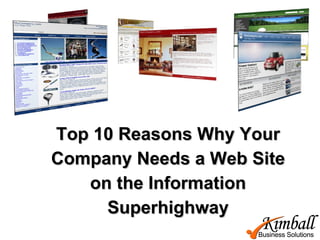 Top 10 Reasons Why Your Company Needs a Web Site on the Information Superhighway 