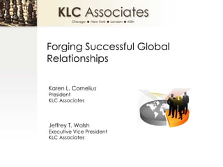Forging Successful Global Relationships Karen L. Cornelius President  KLC Associates Jeffrey T. Walsh Executive Vice President KLC Associates 