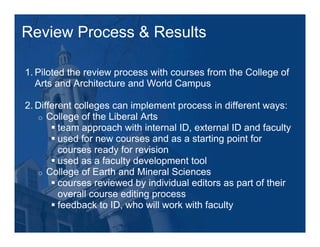Larry Ragan's Quality Assurance@Penn State: Process & Outcomes