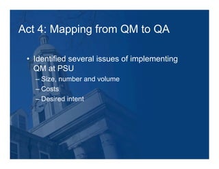 Larry Ragan's Quality Assurance@Penn State: Process & Outcomes