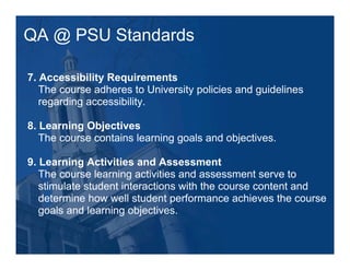 Larry Ragan's Quality Assurance@Penn State: Process & Outcomes