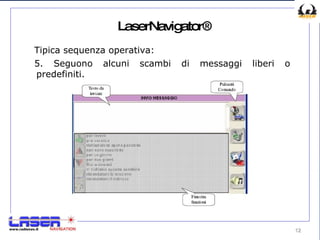 LaserNavigator® Tipica sequenza operativa: 5. Seguono alcuni scambi di messaggi liberi o predefiniti.   