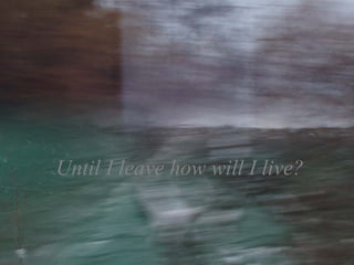 Until I leave   how will I live? 
