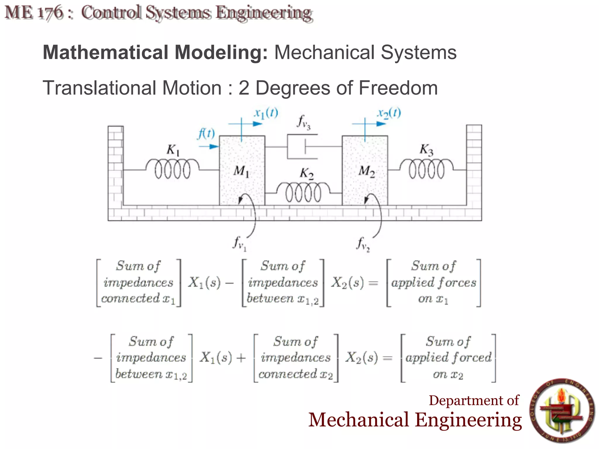 Lecture 4 ME 176 2 Mathematical Modeling | PDF