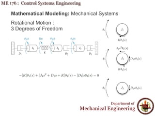 Rotationalbmodelling Element Control System Example Lecture 4 ME 176 2 Mathematical Modeling | PDF