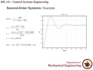 Second-Order Systems: Example
Department of
Mechanical Engineering
 