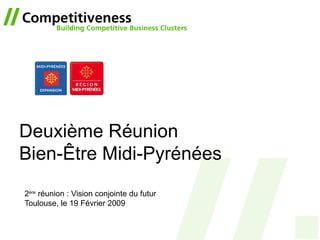 Deuxième Réunion Bien-Être Midi-Pyrénées 2 ère  réunion : Vision conjointe du futur Toulouse, le 19 Février 2009 