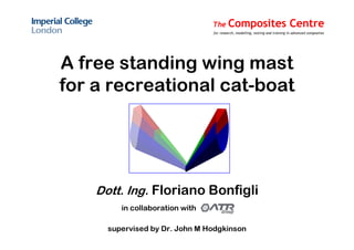 A free standing wing mast
for a recreational cat-boat




    Dott. Ing. Floriano Bonfigli
         in collaboration with

      supervised by Dr. John M Hodgkinson
 