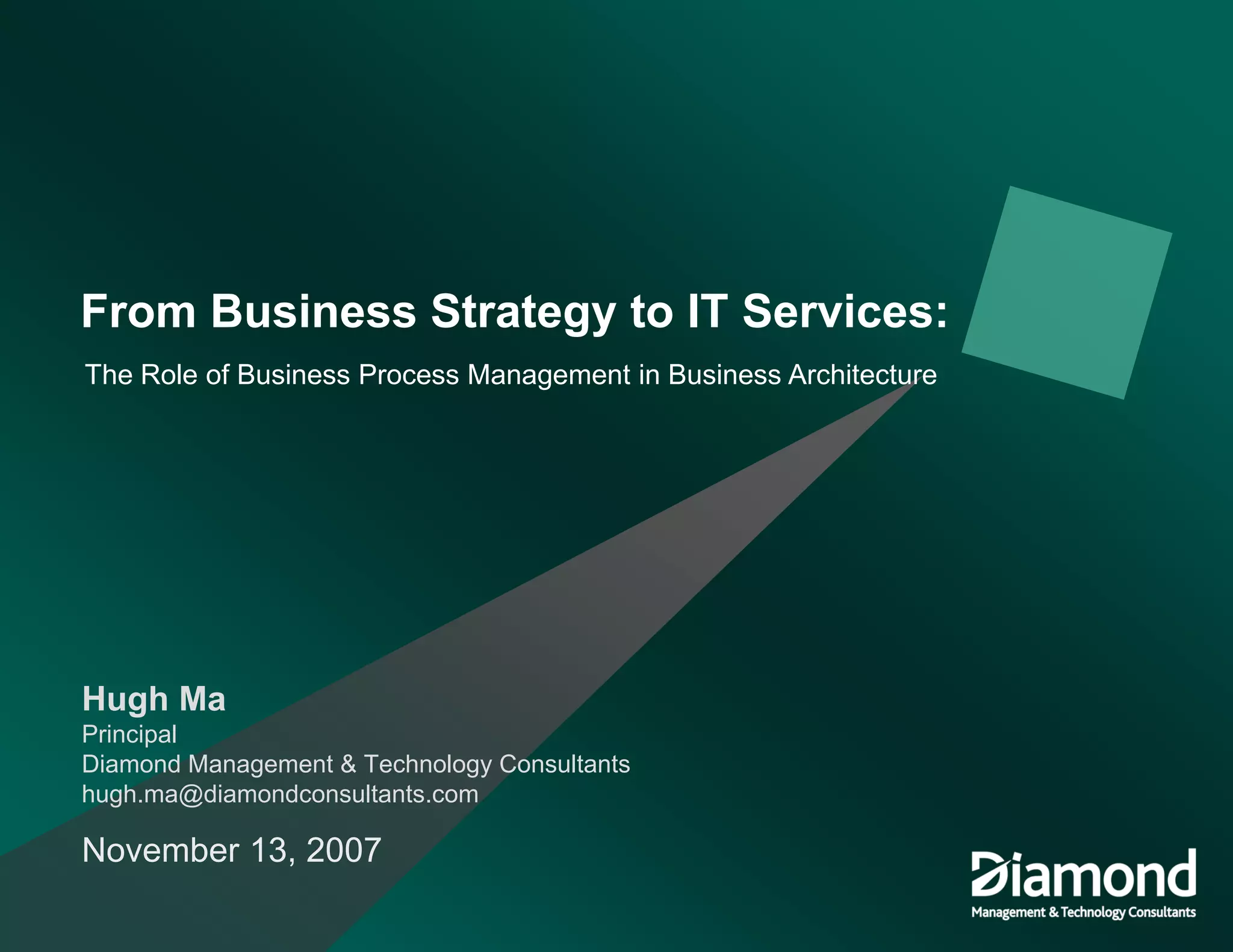 Ma The Role Of Bpm In Business Architecture 2007 11