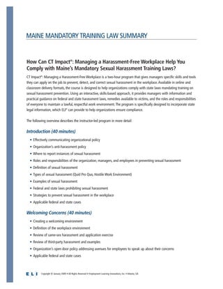 Maine Mandatory Training Kit