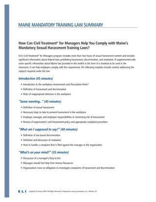 Maine Mandatory Training Kit