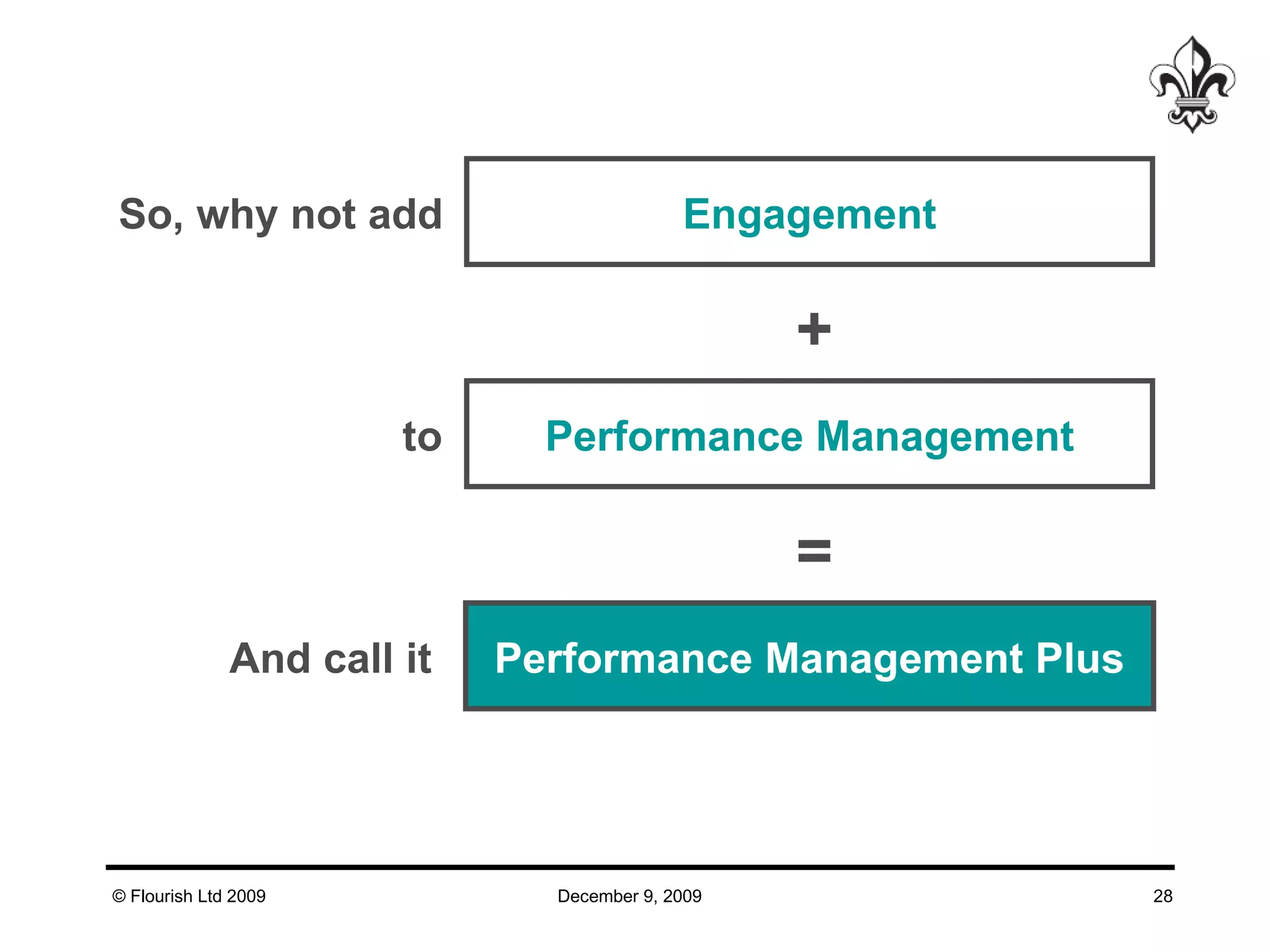 So, why not add And call it Engagement Performance Management Performance Management Plus to + = 