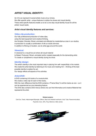 Masterdamus Features List