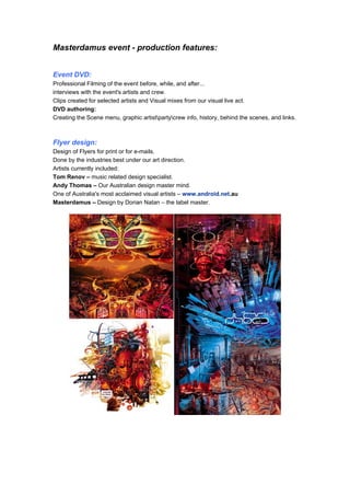 Masterdamus Features List