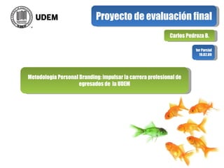 Proyecto de evaluación final Carlos Pedroza B. 1er Parcial 19.02.09 Metodología Personal Branding: impulsar la carrera profesional de egresados de  la UDEM 