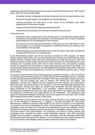 Microtraining as a support mechanism for informal learning