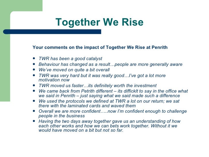 Mini Example Of Team Performance Tool Report