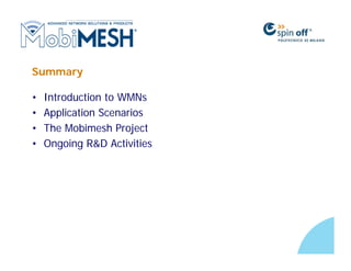 MobiMESH: Introduction to Wireless MESH Networks